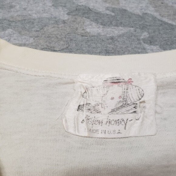 Vintage Listen Honey Top Womens One Size Made In USA Short Sleeve Single Stitch - Picture 5 of 13